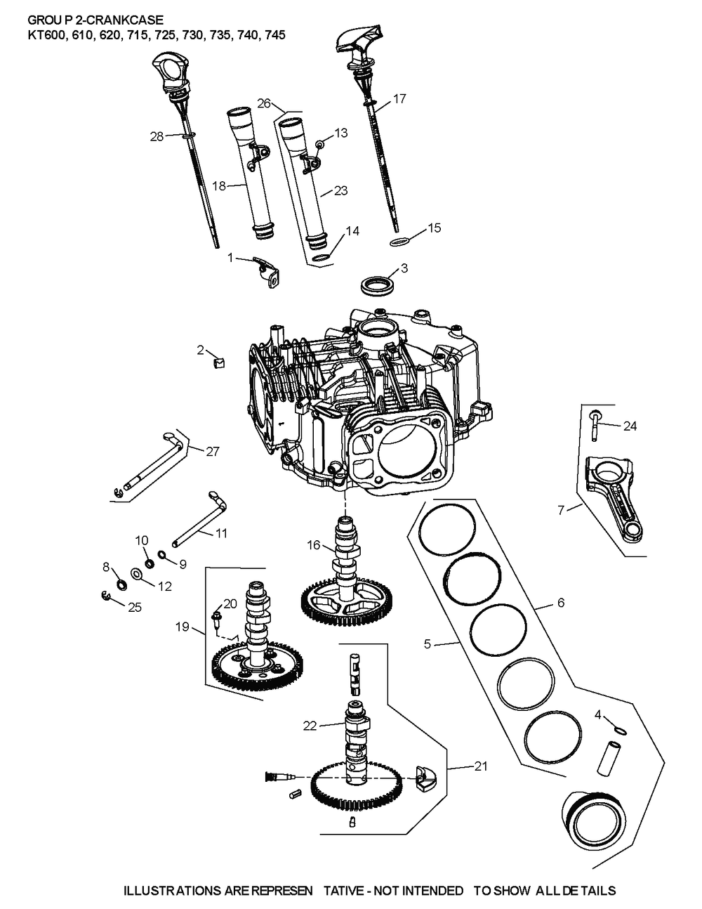 Kt730-3063 Crankcase Diagram and Parts List for KT730-3063  Cub Cadet Lawn Tractor